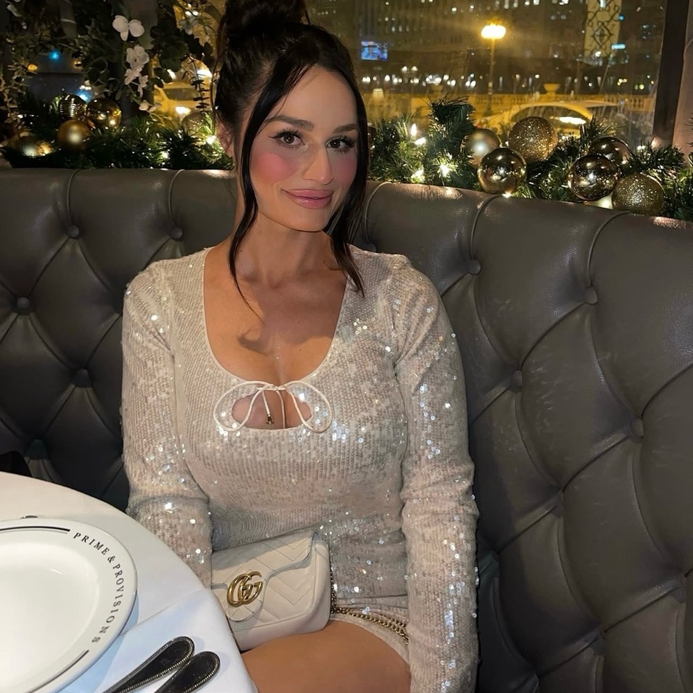 Champagne sequin mini dress